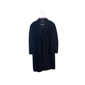Andrew Fezza Black Overcoat Cashmere Coat Sz 38